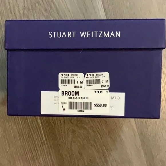 NWT Stuart Weitzman Size 7 “Broom” Slate Suede Shoes - BRAND NEW WITH BOX! - Picture 4 of 9